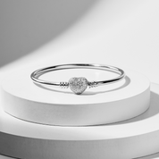 Glowtag - Brazalete Rígido con Broche de Corazón con Zirconias